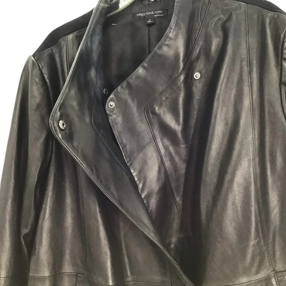 Preston & York Woman Genuine Lamb Leather & Wool Winter Coat Black Size 3XL - Picture 8 of 12